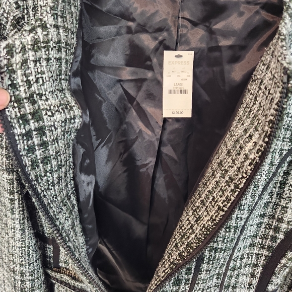 NWT $128 Express Womens Large Sparkle Long Sleeve Jacket with Zipper closure - Picture 11 of 16